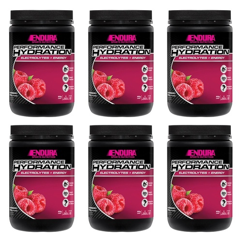 Endura Performance Hydration Electrolytes + Energy Raspberry 800g Pack of 6