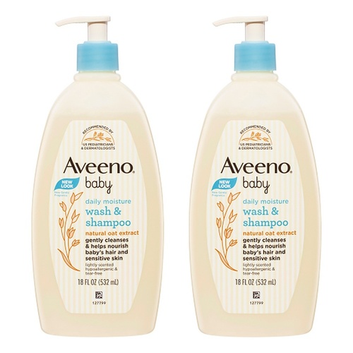 Aveeno Baby Daily Moisture Wash & Shampoo 532mL Pack of 2