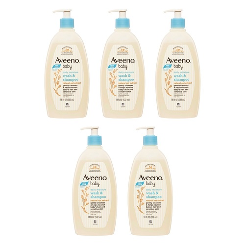 Aveeno Baby Daily Moisture Wash & Shampoo 532mL Pack of 5