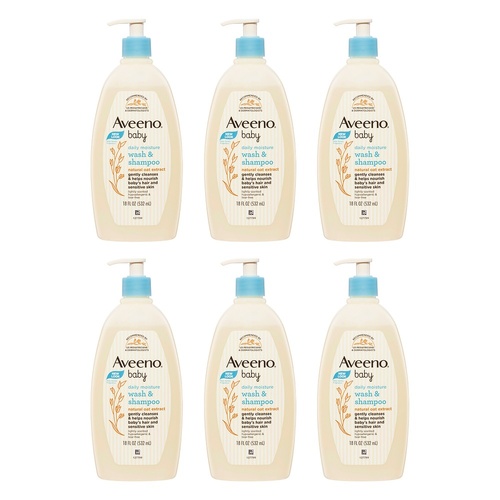 Aveeno Baby Daily Moisture Wash & Shampoo 532mL Pack of 6