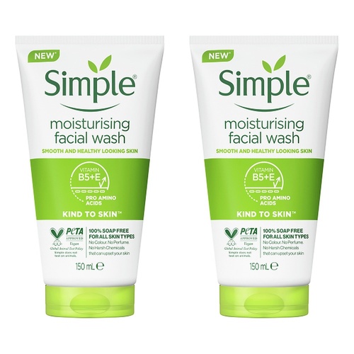 Simple Kind To Skin Moisturising Facial Wash 150mL Pack of 2