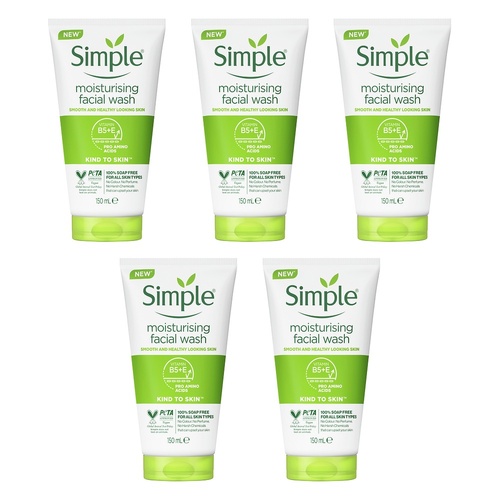 Simple Kind To Skin Moisturising Facial Wash 150mL Pack of 5