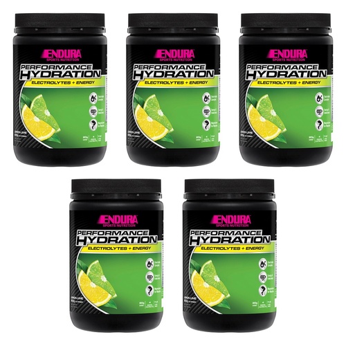 Endura Performance Hydration Electrolytes + Energy Lemon Lime 800g Pack of 5