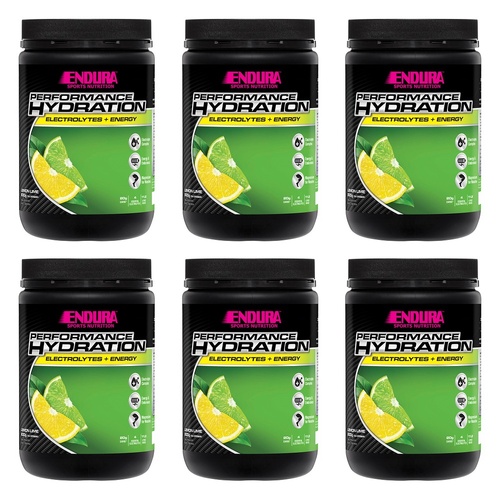 Endura Performance Hydration Electrolytes + Energy Lemon Lime 800g Pack of 6
