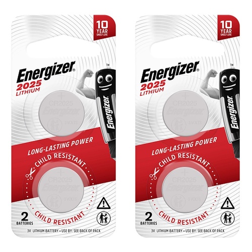 Energizer ECR2025 Lithium Coin Batteries 2 Pack Bundle of 2