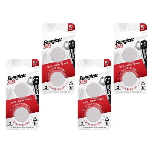 Energizer ECR2025 Lithium Coin Batteries 2 Pack Bundle of 4