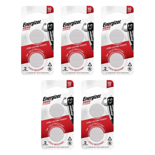 Energizer ECR2025 Lithium Coin Batteries 2 Pack Bundle of 5