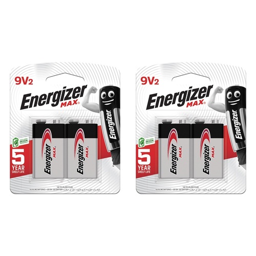 Energizer MAX 9V Alkaline Batteries 2 Pack Bundle of 2
