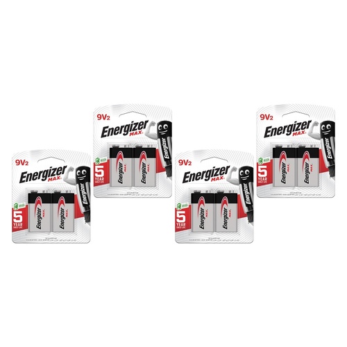 Energizer MAX 9V Alkaline Batteries 2 Pack Bundle of 4