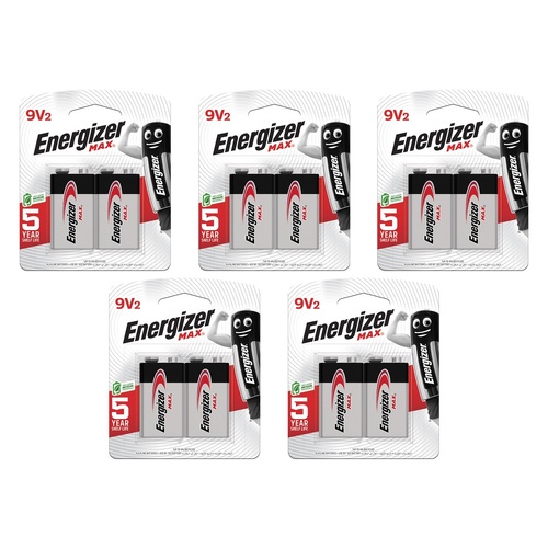 Energizer MAX 9V Alkaline Batteries 2 Pack Bundle of 5