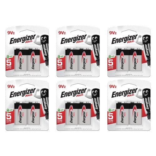 Energizer MAX 9V Alkaline Batteries 2 Pack Bundle of 6