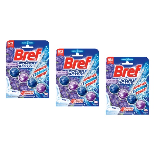 Bref Power Active Lavender Field Rim Block Toilet Cleaner 50g x 6 Bundle of 3