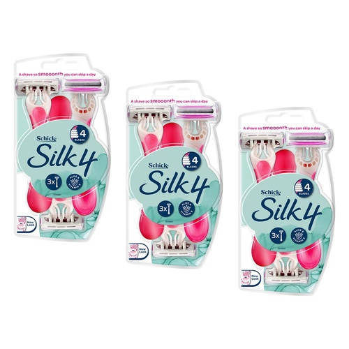 Schick Silk 4 Disposable Razors 3 Pack Bundle of 3