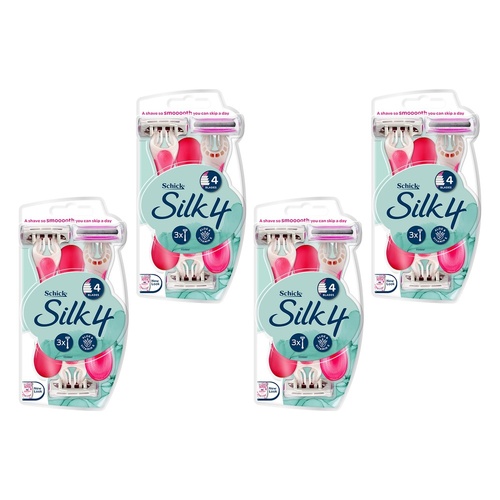 Schick Silk 4 Disposable Razors 3 Pack Bundle of 4