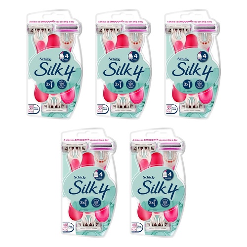 Schick Silk 4 Disposable Razors 3 Pack Bundle of 5