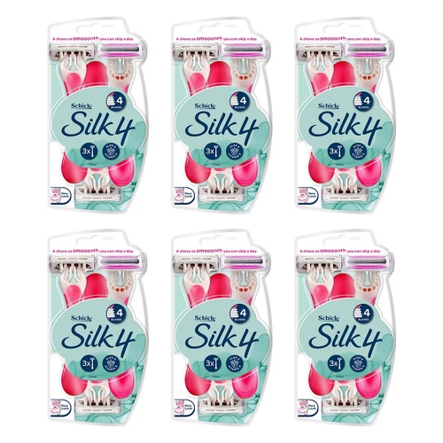 Schick Silk 4 Disposable Razors 3 Pack Bundle of 6