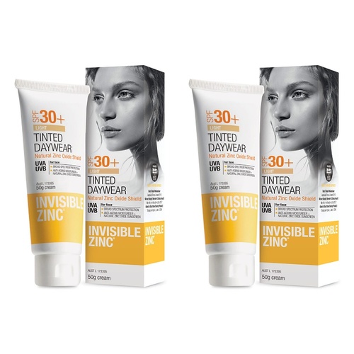 Invisible Zinc Tinted Daywear SPF30+ Light 50g Pack of 2