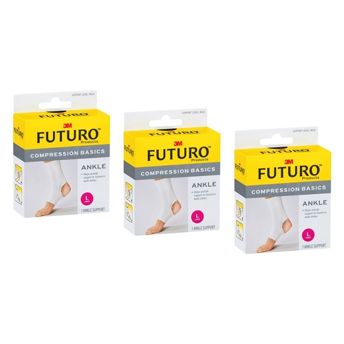 Futuro Compression Basics Ankle Support Large Pack of 3