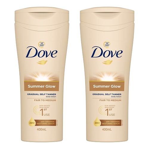 Dove Summerglow Gradual Self Tan Body Lotion, Fair to Medium, 400mL Pack of 2