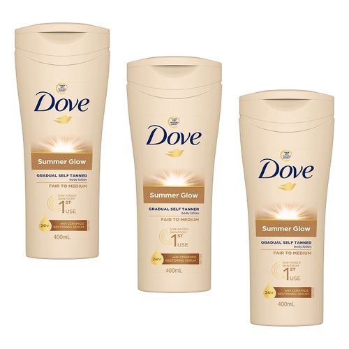 Dove Summerglow Gradual Self Tan Body Lotion, Fair to Medium, 400mL Pack of 3