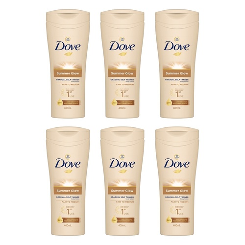 Dove Summerglow Gradual Self Tan Body Lotion, Fair to Medium, 400mL Pack of 6