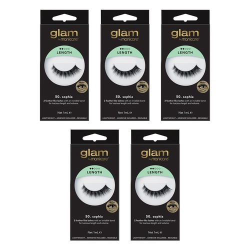 Glam by Manicare Glam 50 Sophia Mink Effect Lashes x 3 Bundle of 5