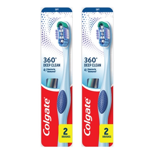 Colgate 360 Deep Clean Toothbrush Medium 2 Pack x 6 Bundle of 2