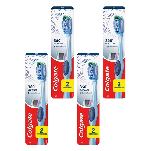 Colgate 360 Compact Head Toothbrush Soft 2 Pack x 6 Bundle of 4