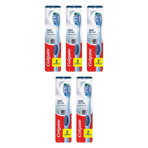Colgate 360 Compact Head Toothbrush Soft 2 Pack x 6 Bundle of 5