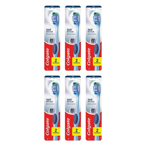 Colgate 360 Compact Head Toothbrush Soft 2 Pack x 6 Bundle of 6