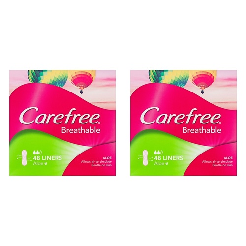 Carefree Breathable Liners with Aloe 48 Pack x 4 Bundle of 2
