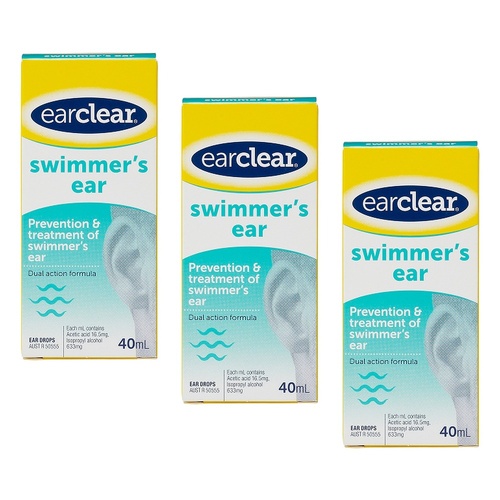Ear Clear Swimmer's Ear Drops 40mL Pack of 3