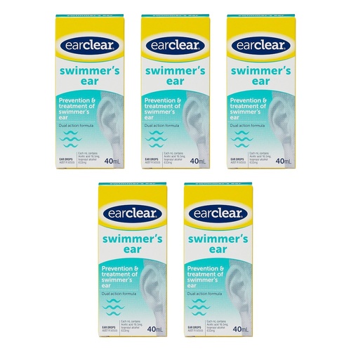 Ear Clear Swimmer's Ear Drops 40mL Pack of 5