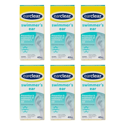Ear Clear Swimmer's Ear Drops 40mL Pack of 6