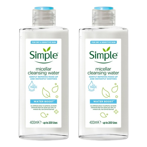 Simple Water Boost Micellar Cleansing Water 400mL Pack of 2
