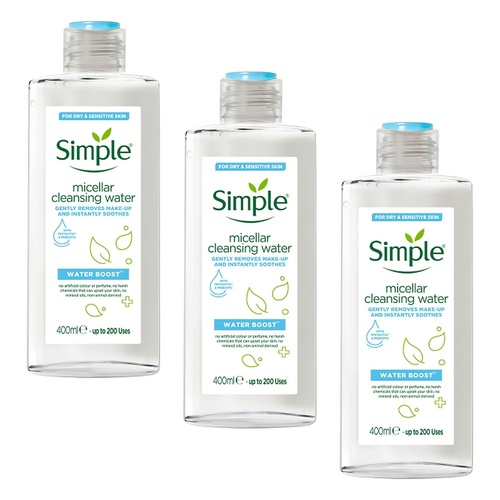 Simple Water Boost Micellar Cleansing Water 400mL Pack of 3
