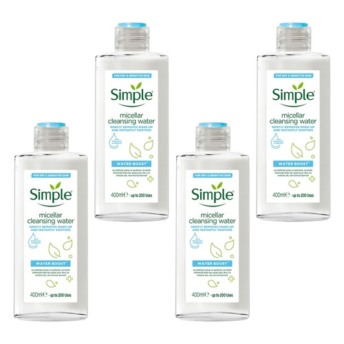 Simple Water Boost Micellar Cleansing Water 400mL Pack of 4