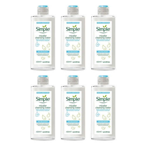 Simple Water Boost Micellar Cleansing Water 400mL Pack of 6
