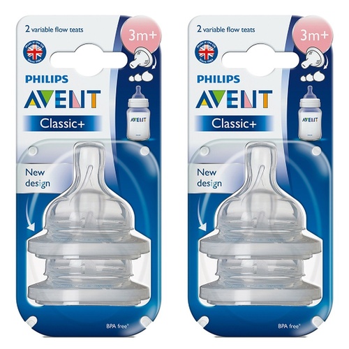 Philips Avent Teat Silicone Medium Flow 2 Pack Bundle of 2