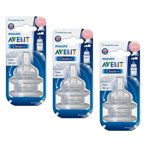 Philips Avent Teat Silicone Medium Flow 2 Pack Bundle of 3