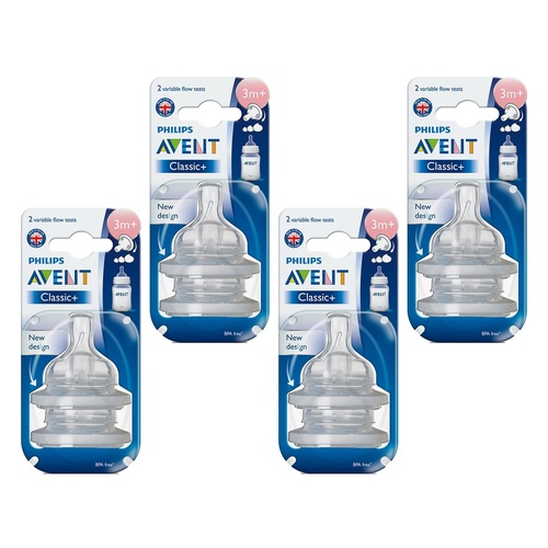 Philips Avent Teat Silicone Medium Flow 2 Pack Bundle of 4