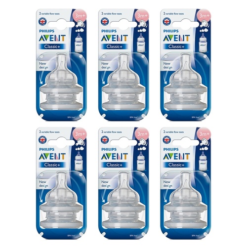 Philips Avent Teat Silicone Medium Flow 2 Pack Bundle of 6