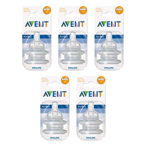 Philips Avent Teat Silicone Fast Flow Pack of 5