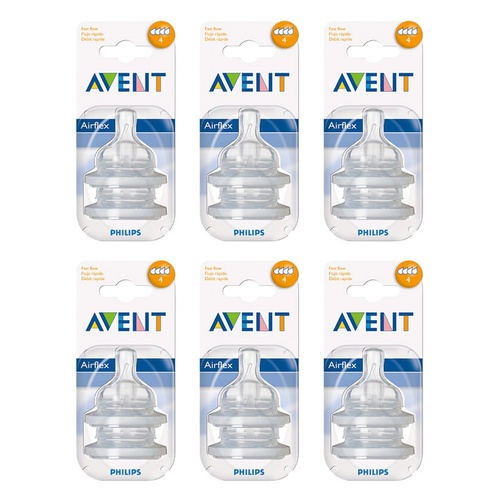 Philips Avent Teat Silicone Fast Flow Pack of 6