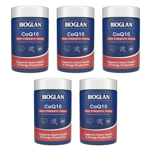 Bioglan CoQ10 High Strength 300mg 60 Capsules Pack of 5