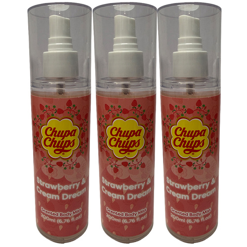 Chupa Chups Strawberry & Cream Body Mist 3 Pack 600ml Spray