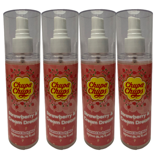 Chupa Chups Strawberry & Cream Body Mist 4 Pack 800ml Spray