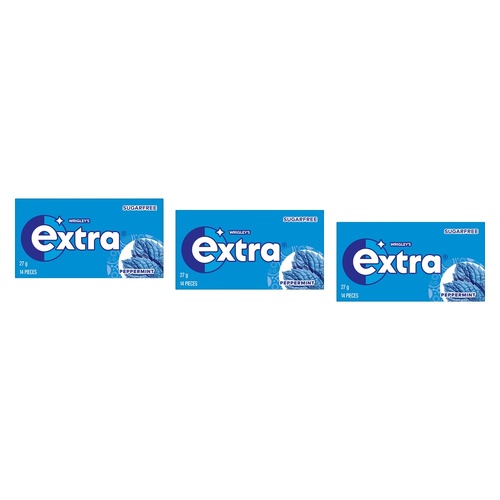Extra Peppermint Sugar Free Chewing Gum 14 Pack x 24 Bundle of 3
