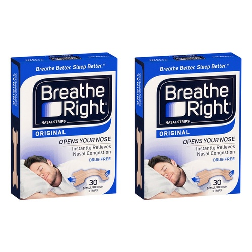 Breathe Right Nasal Strips Tan Regular 30 Pack Bundle of 2