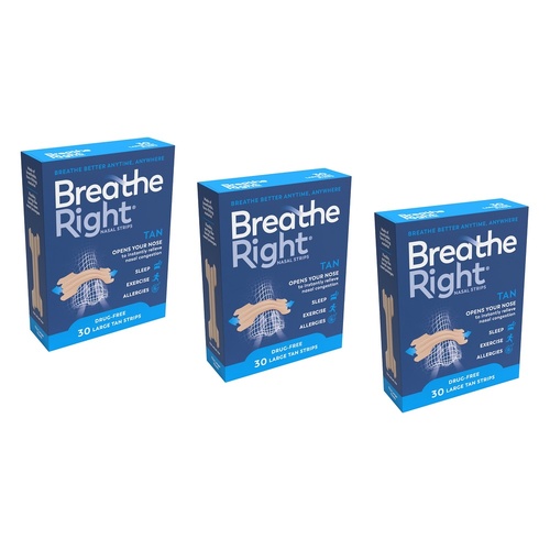 Breathe Right Nasal Original Strips 30 Pack Bundle of 3